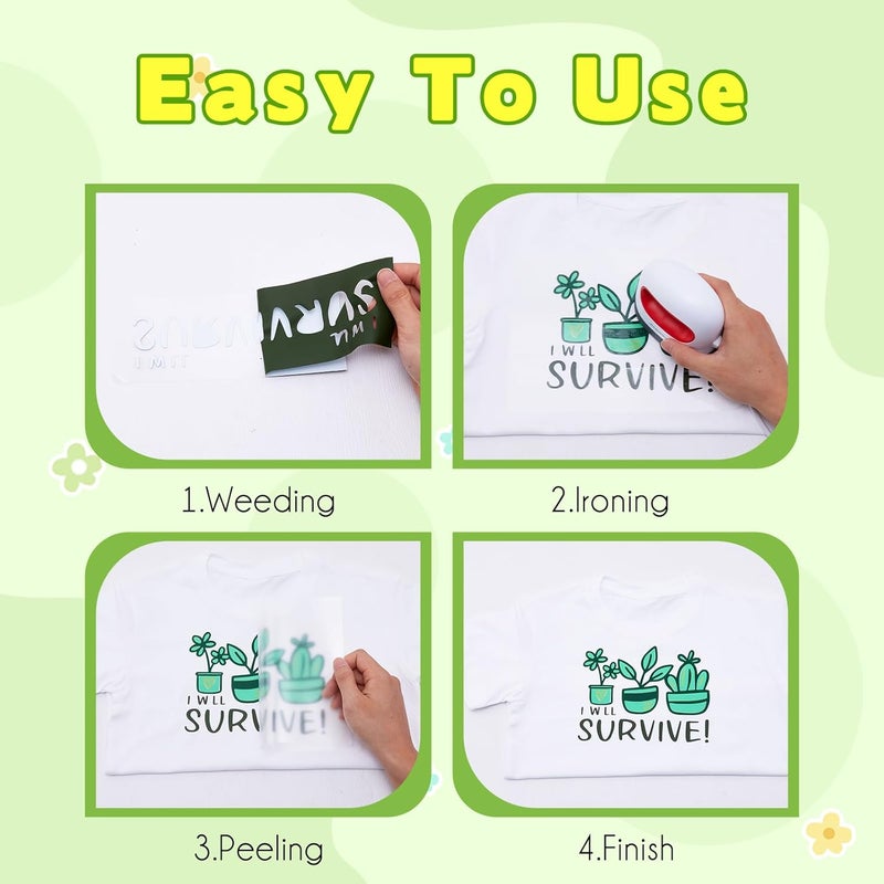 Tintnut Green HTV Heat Transfer Vinyl - 6 Sheets 12" x 10" Bronze Green Heat Transfer Vinyl HTV Iron on Vinyl for T-Shirts Compatible with Cricut/Silhouette Cameo - Image 4